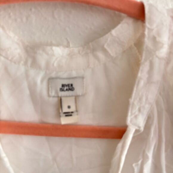 NWOT RIVER ISLAND White Embroidered Cover-Up Shirtdress Size 4 Beaded Tassles - Picture 2 of 5